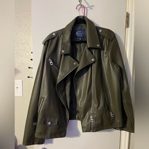 Green vegan leather jacket